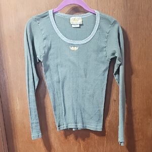 Vintage Free People Olive Green Top